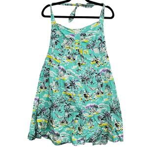 Mimi Maternity Aqua Halter Floral Vacation Beach Print Casual Summer Dress sz L